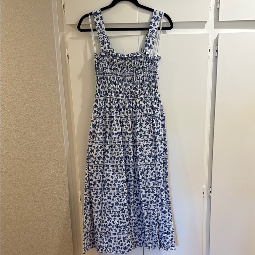 MINKPINK Blue and White Smocked Sundress